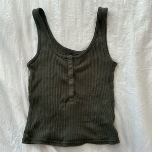 Wild Fable Olive Green Half Snap Cropped Tank Top | Size XS
